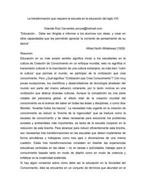 La Transformación Necesaria De La Escuela Para Educar En