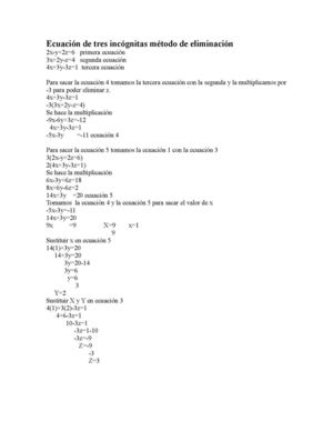 Ecuación De Tres Incógnitas Método De Eliminación