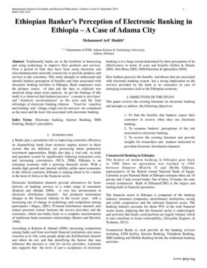 Ijsrp - Ethiopian Banker’s Perception of Electronic Banking in  Ethiopia – A Case of Adama City