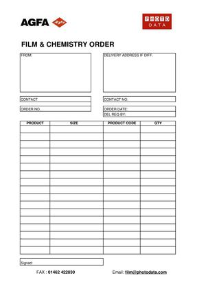 Agfa Order Form