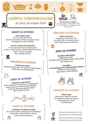 Agenda Hebdo Du 18 Au 24 Octobre