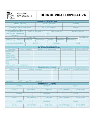 HOJA DE VIDA CORPORATIVA