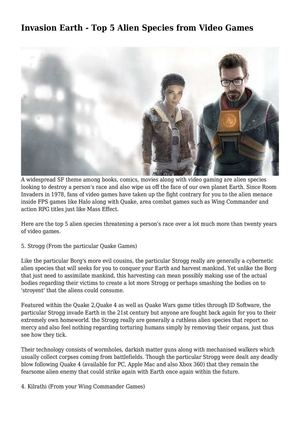Invasion Earth - Top 5 Alien Species from Video Games