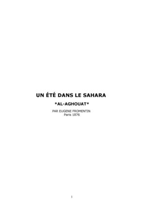 Un ÉTé Dans Le Sahara