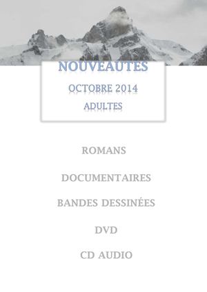 Nouveautes Adultes Octobre 2014