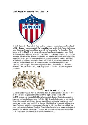 Club Deportivo Junior Fútbol Club SA