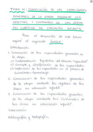 Tema 11 Ed Infantil - Modelo de Resumen