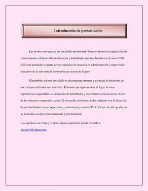 Introducción De Presentación Al Portafolio