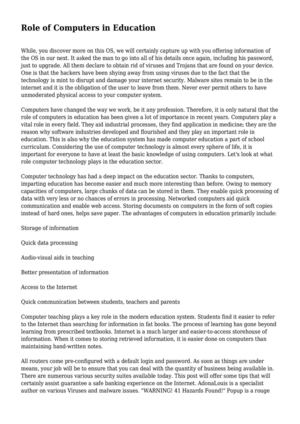Role of Computers in Education