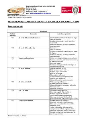 Criterios Evaluación Calificación Geografía E Historia 3º Eso