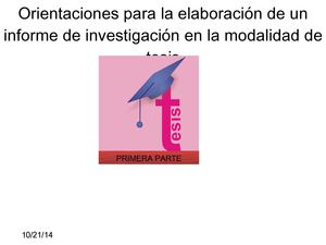 1 Orientaciones Para La Elaboración De Una Tesis (Primera Parte)
