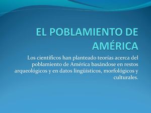 El Poblamiento De América