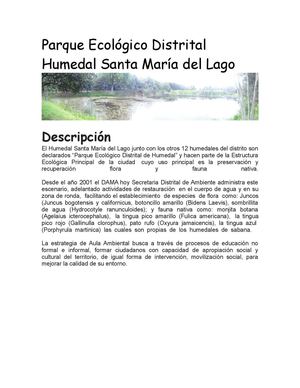 Parque Ecológico Distrital Humedal Santa María Del Lago