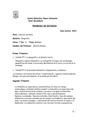 Programa De 1º Año C A B A Cenh