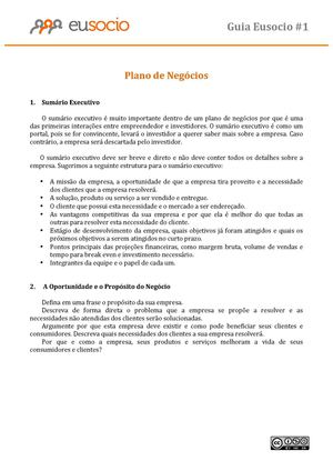 Guia Eusocio 1 Plano De Negócio Pdf