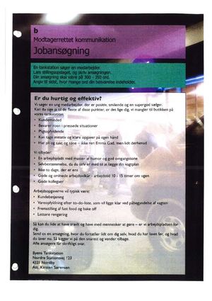 Ansøgning Modtagerrettet Kommunikation