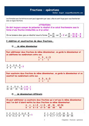Opérations Fractions