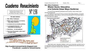 Cuaderno Renacimiento Nº 158, octubre 2014.