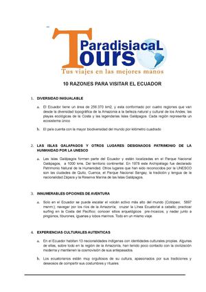 10 Razones Para Visitar Ecuador