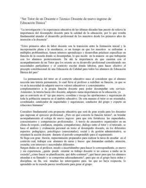 Ser tutor de un Docente o Técnico Docente de nuevo ingreso de Educación Básica