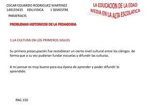 Trabajo De Educacion En La Edad Media Y La Alta Escolastica