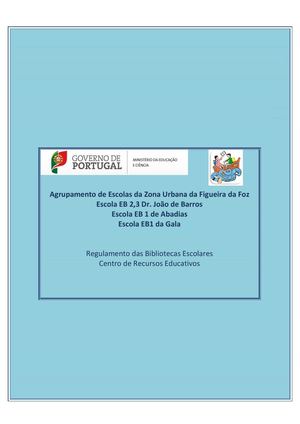 Regulamento Das Bibliotecas Escolares