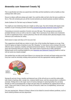 dementia care Somerset County NJ