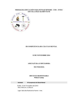 Iii Competencia De Cálculo Mental