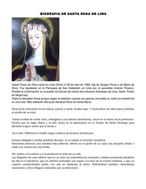 Biografia De Santa Rosa De Lima