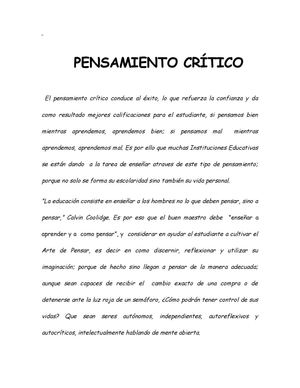 Ensayo Sobre Pensamiento Crítico