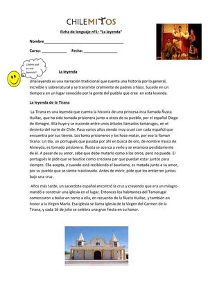 Ficha De Lenguaje No1 La Leyenda