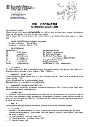 FULL INFORMATIU. 1r trimestre