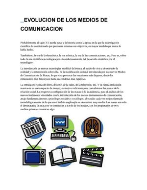 Evolucion De Los Medios De Comunicacion