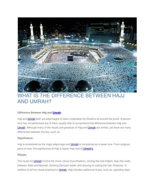 WHAT IS THE DIFFERENCE BETWEEN HAJJ AND UMRAH