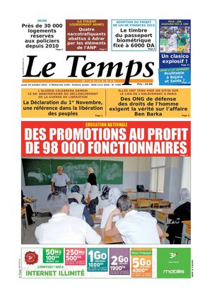 Le Temps d'Algérie Edition du Jeudi 30 Octobre 2014
