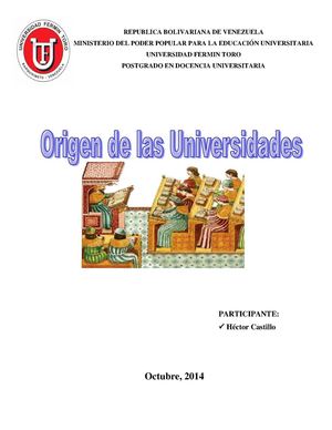 Origen De Las Universidades