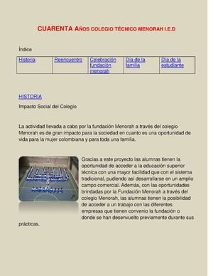 40 Años. colegio menorah