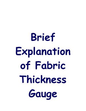 Brief Explanation Of Fabric Thickness Gauge