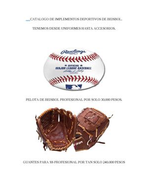 Catalogo De implementos de beibol.