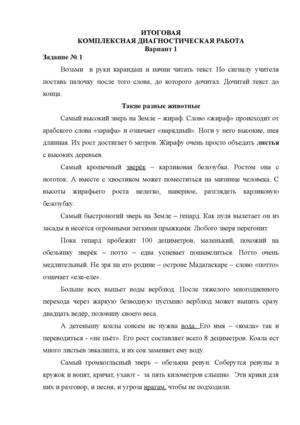 итоговая комплексная работа 2 класс