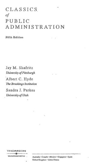 LANDAU Martin - Redundancy Rationality And The Problem Of Duplication And Overlap- EN Shafritz Cl