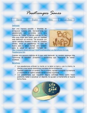 Articulo sobre pasatiempos