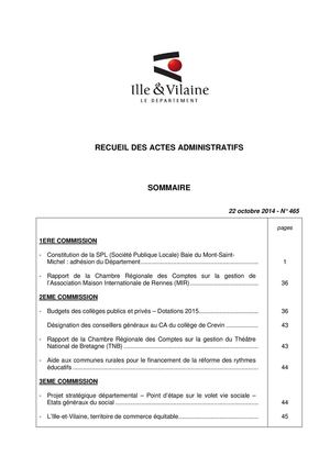 Recueil N°465 Session Septembre2014