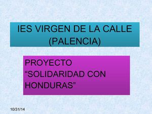 Solidaridad con Honduras. IES Virgen de la Calle