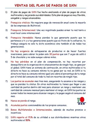 Plan De Pagos Ventajas Dxn