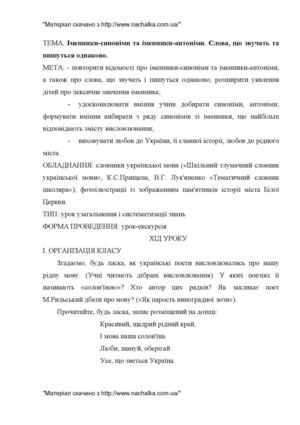 Іменники-синоніми та іменники-антоніми. Слова, що звучать та пишуться однаково.