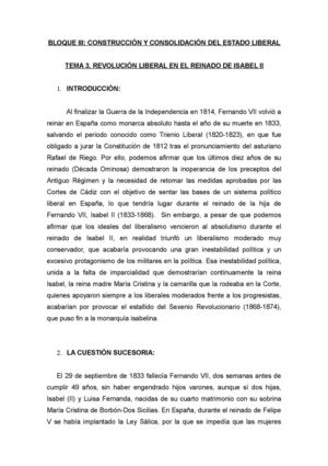 Revolución Liberal en el reinado de Isabel II