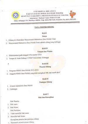 Tata Tertib, Dasar Organisasi, Pola Organisasi