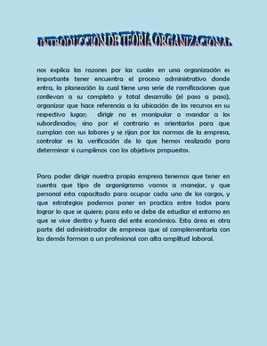 Introduccion De Teoria Organizacional