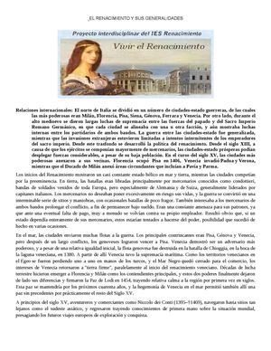 El Renacimiento Y Sus Generalidades